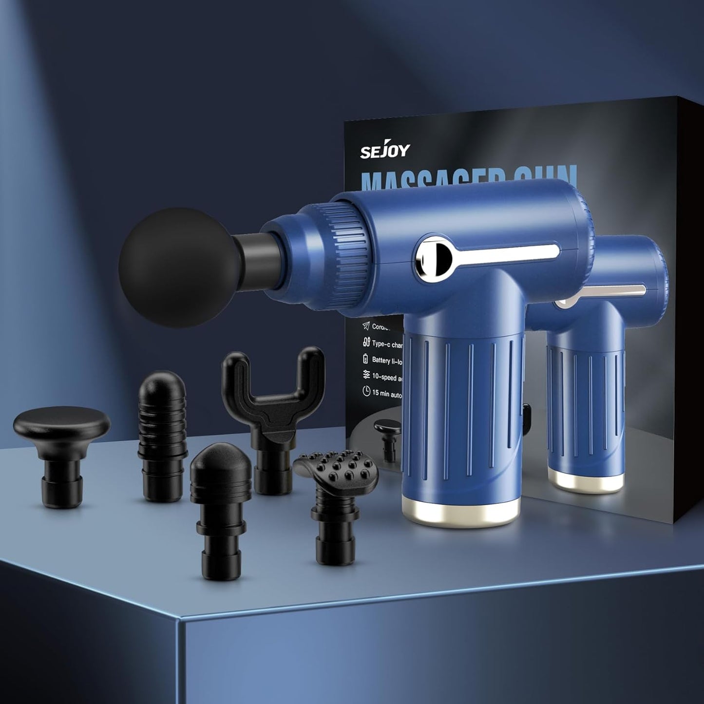 Massagepistole Massage Gun, Deep Tissue Massager, tragbare Perkussion Muskel Massager Gun klein für Athleten, elektrisch, Schmerzlinderung Handheld Rückenmassagegeräte, Geschenk für Männer (Blau)