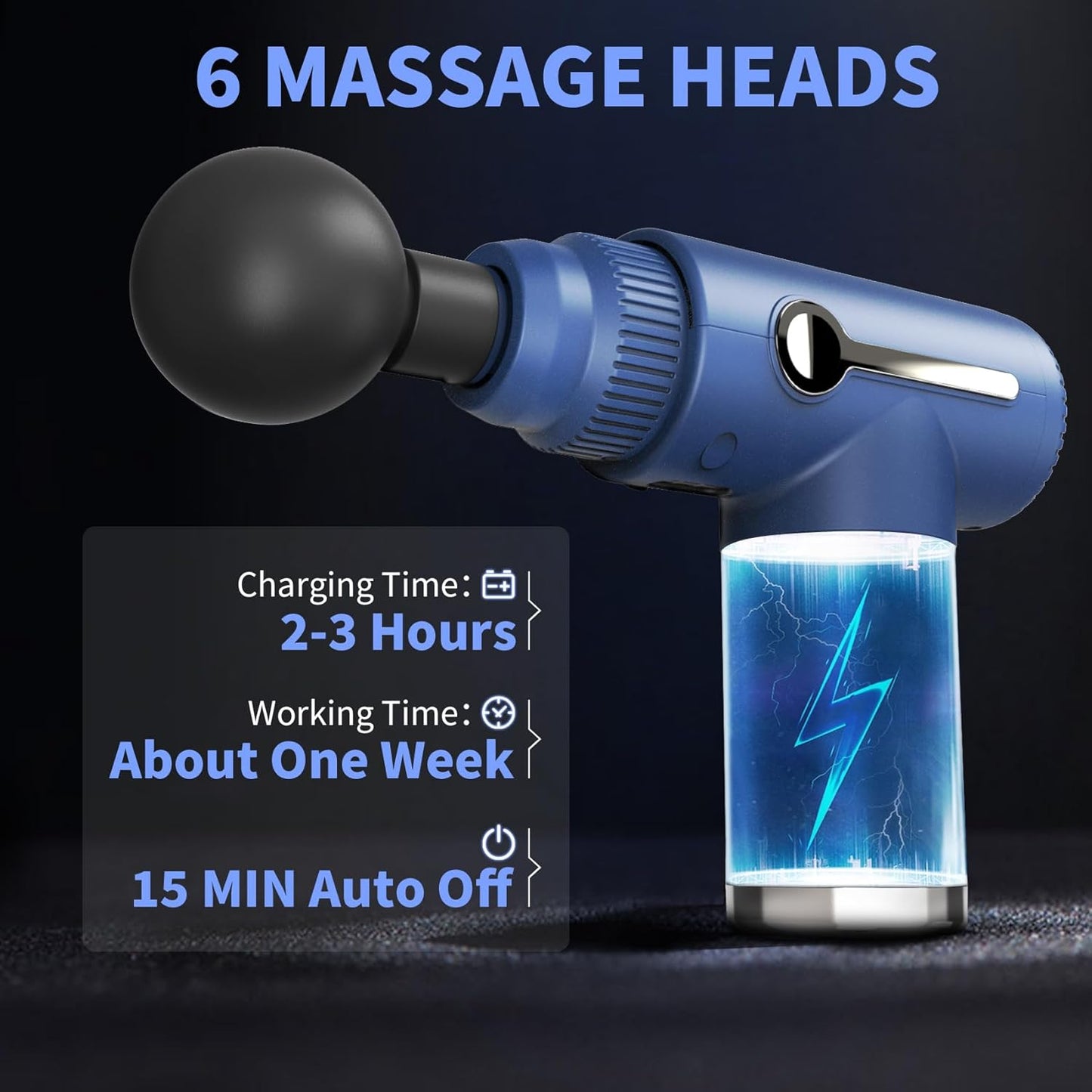 Massagepistole Massage Gun, Deep Tissue Massager, tragbare Perkussion Muskel Massager Gun klein für Athleten, elektrisch, Schmerzlinderung Handheld Rückenmassagegeräte, Geschenk für Männer (Blau)