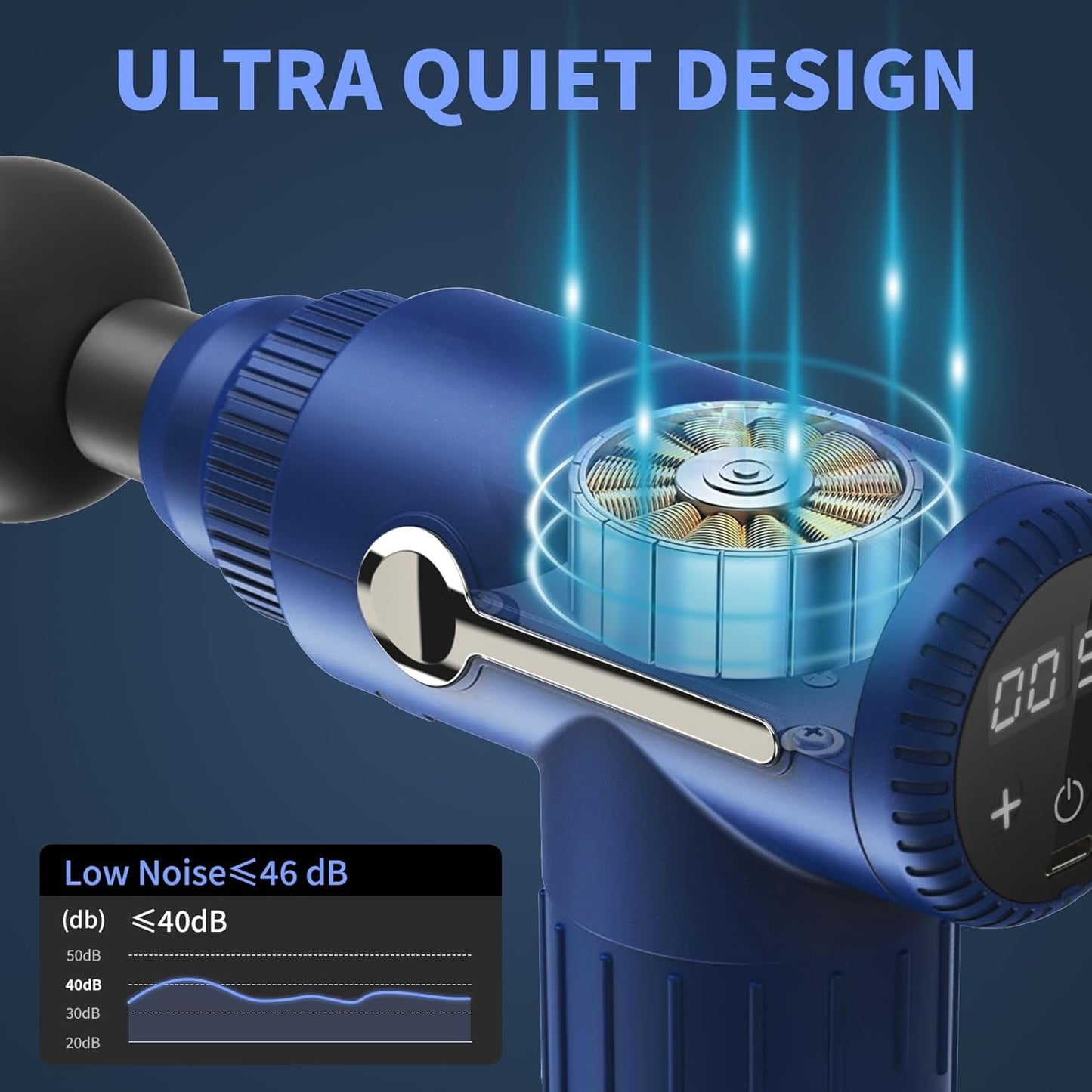 Massagepistole Massage Gun, Deep Tissue Massager, tragbare Perkussion Muskel Massager Gun klein für Athleten, elektrisch, Schmerzlinderung Handheld Rückenmassagegeräte, Geschenk für Männer (Blau)