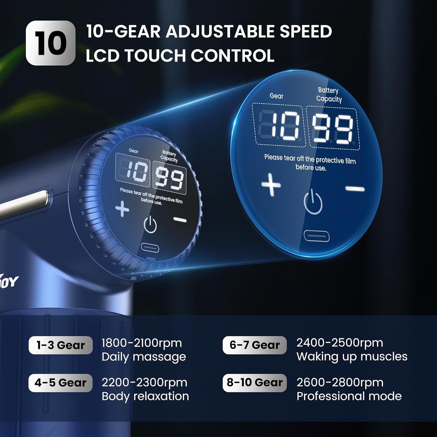 Massagepistole Massage Gun, Deep Tissue Massager, tragbare Perkussion Muskel Massager Gun klein für Athleten, elektrisch, Schmerzlinderung Handheld Rückenmassagegeräte, Geschenk für Männer (Blau)
