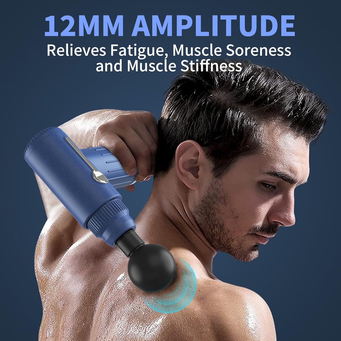 Massagepistole Massage Gun, Deep Tissue Massager, tragbare Perkussion Muskel Massager Gun klein für Athleten, elektrisch, Schmerzlinderung Handheld Rückenmassagegeräte, Geschenk für Männer (Blau)
