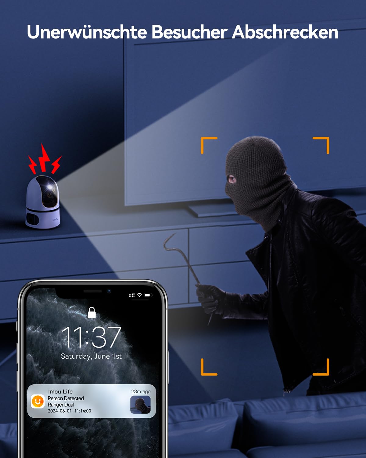 Imou 2K + 2K Dual Cameras Indoor Surveillance with AI Human/Animal, Colour Night Vision, 360° PTZ WLAN Indoor Surveillance Camera, Automatic Tracking, 2-Way Audio, Siren, Private Mode, Ideal for